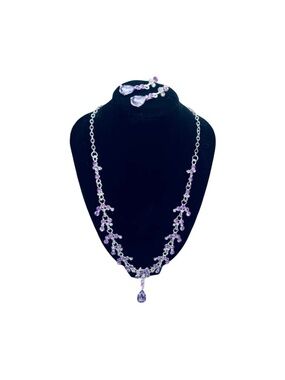 Amethyst Teardrop Necklace & Earrings Set - Elegant Purple Jewelry FINAL DROP